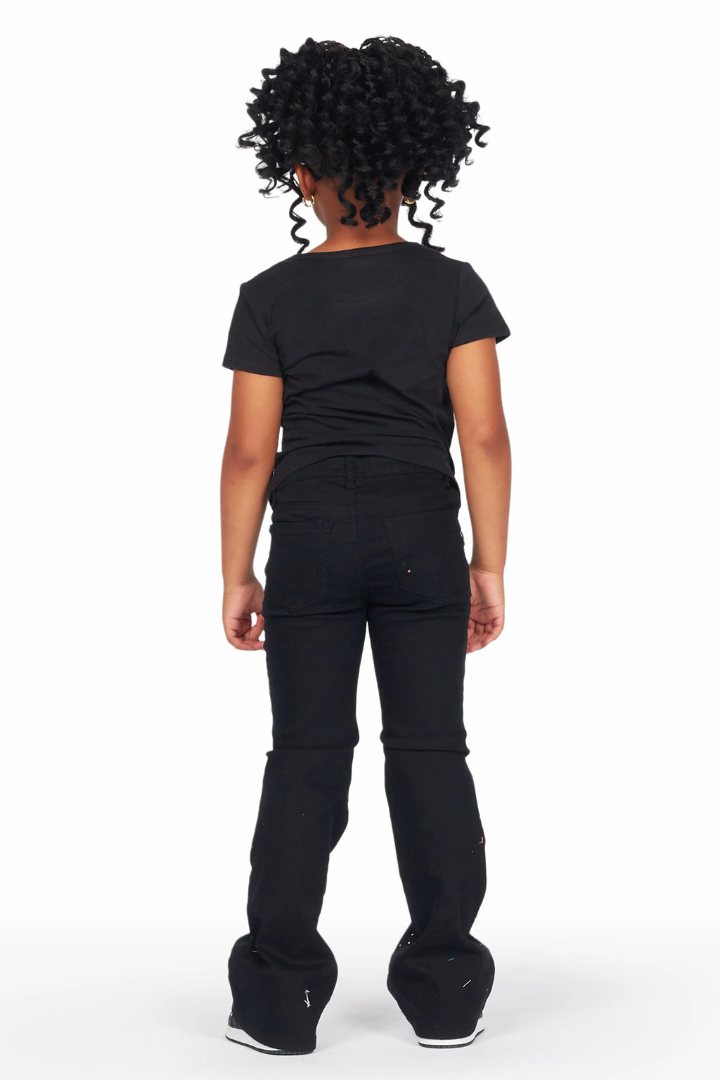 Girls Kalah Black T-Shirt Flare Jean Set