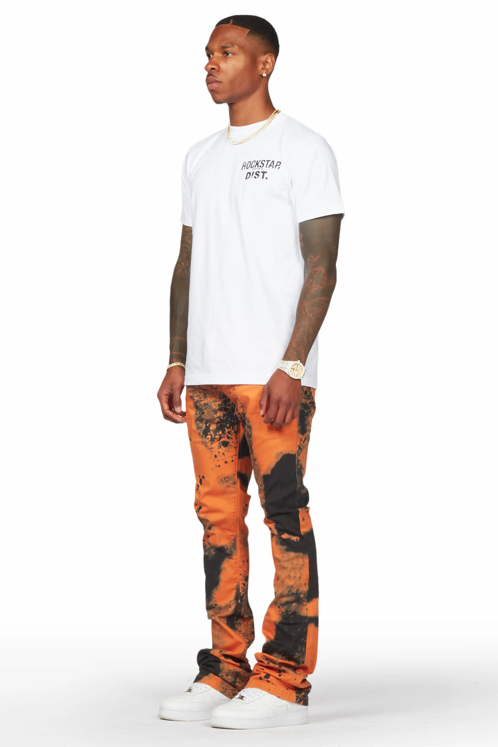 Alam Orange Stacked Flare Pant