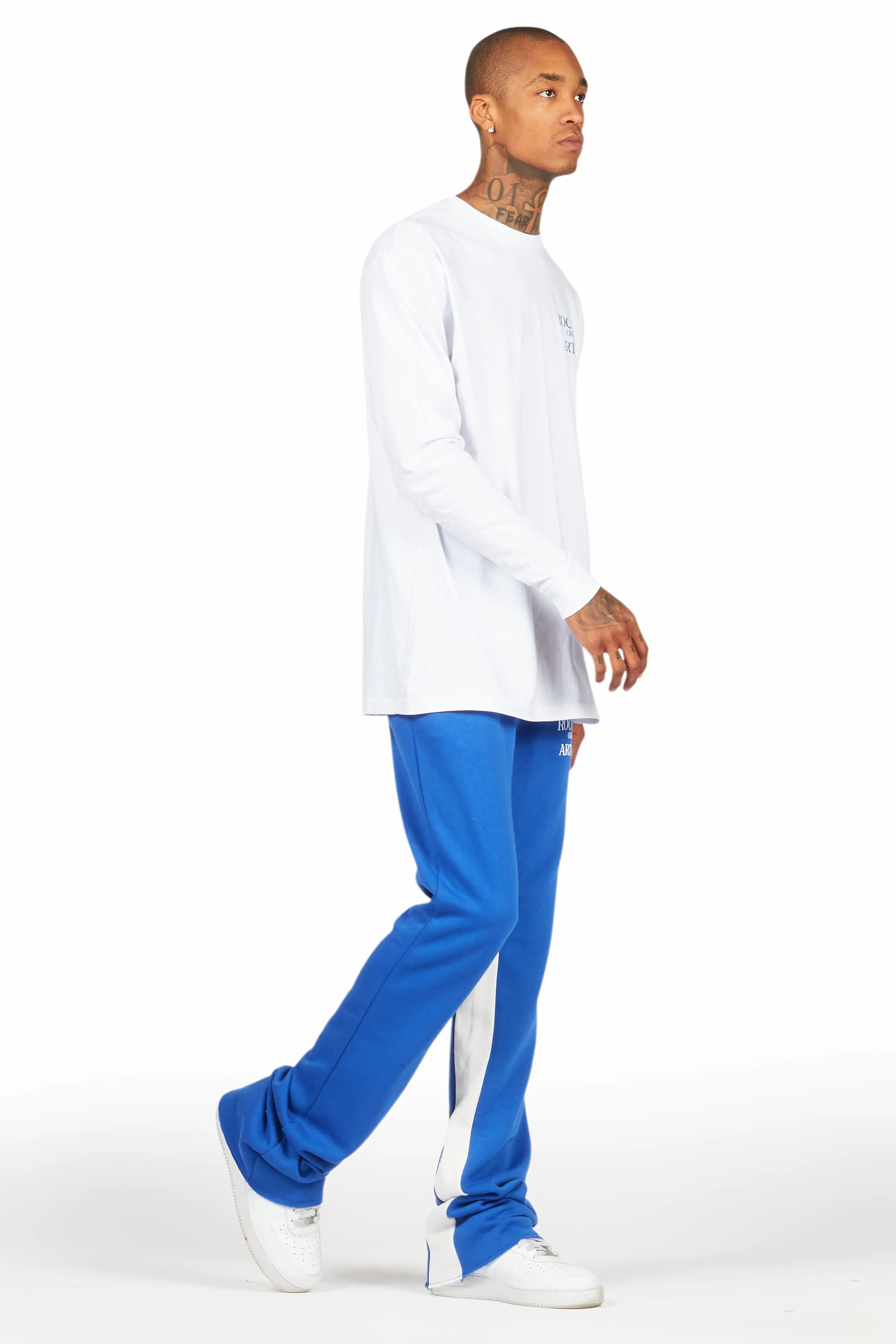 Briggs White/Royal Long Sleeve T-Shirt/Baggy Pant Set