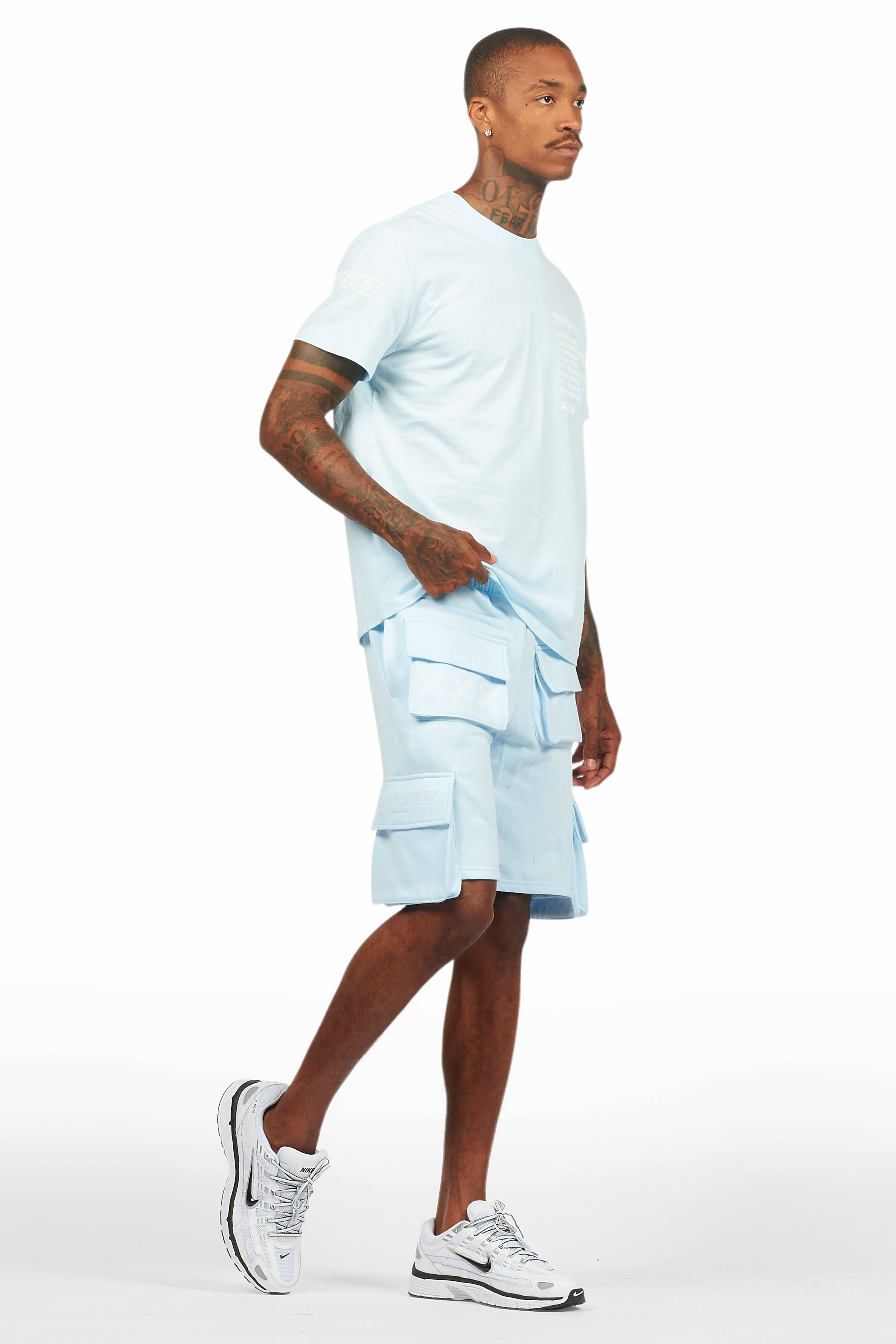 Jash Baby Blue/White Short Set