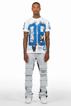 Antoon Heather Grey Stacked Flare Track Pant