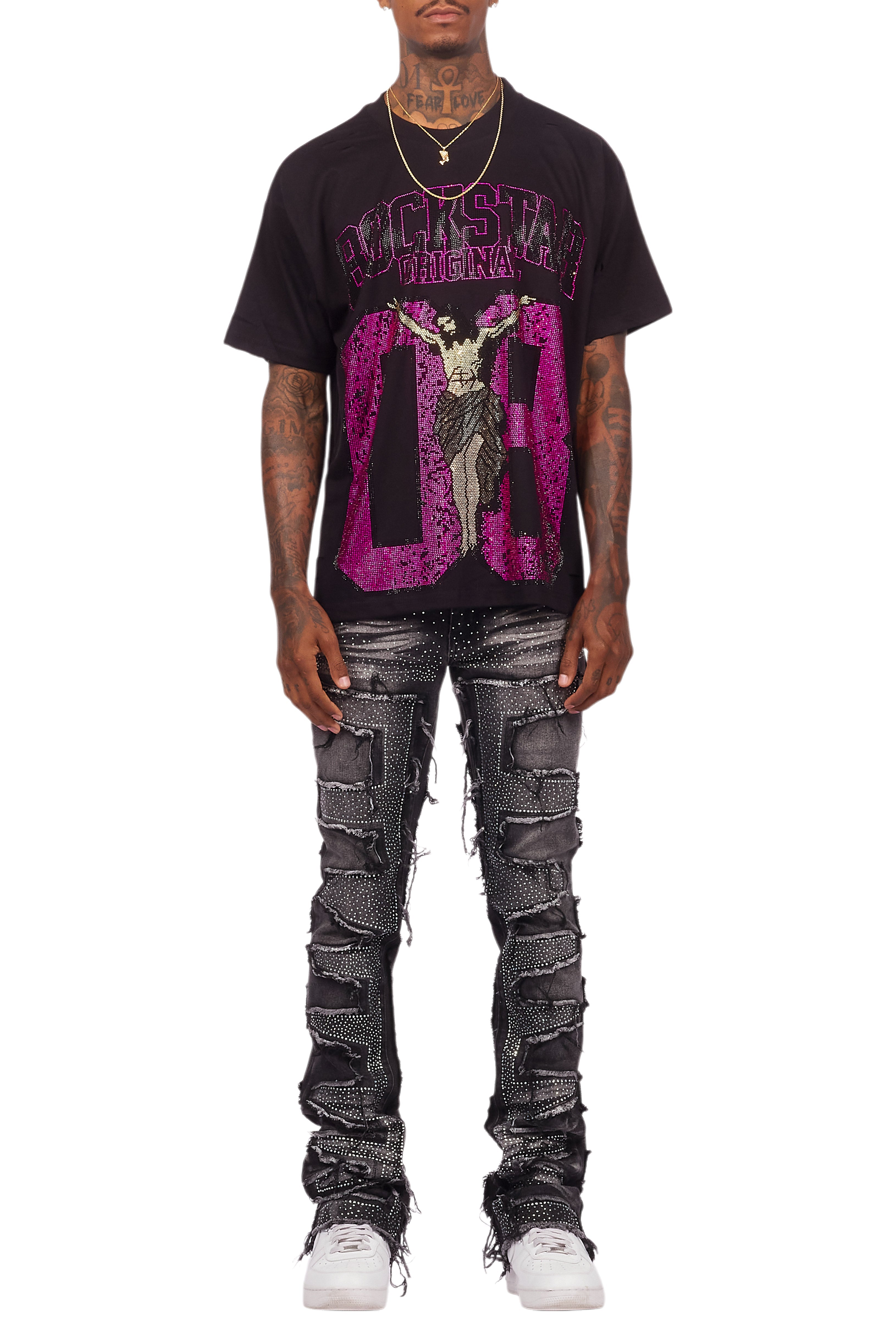 Cavan Black/Pink Rhinestone Graphic T-Shirt