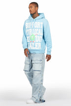 Yuri Blue Stacked Cargo Flare Jean