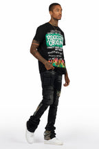 Beno Black T-Shirt/Super Stacked Flare Jean Bundle