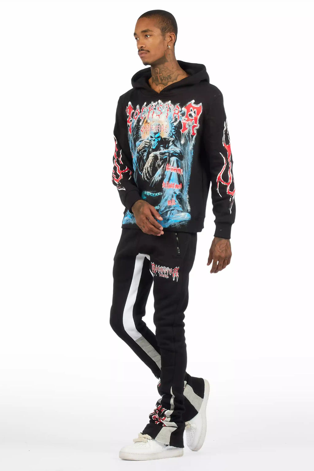 Krowne Black/Blue Hoodie/Super Stacked Track Set