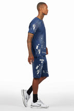 Rafix Navy Graphic T-Shirt Short Set