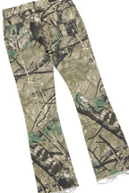 Girls Aimee Tree Camo/Grey Hoodie/Stacked Flare Jean Set