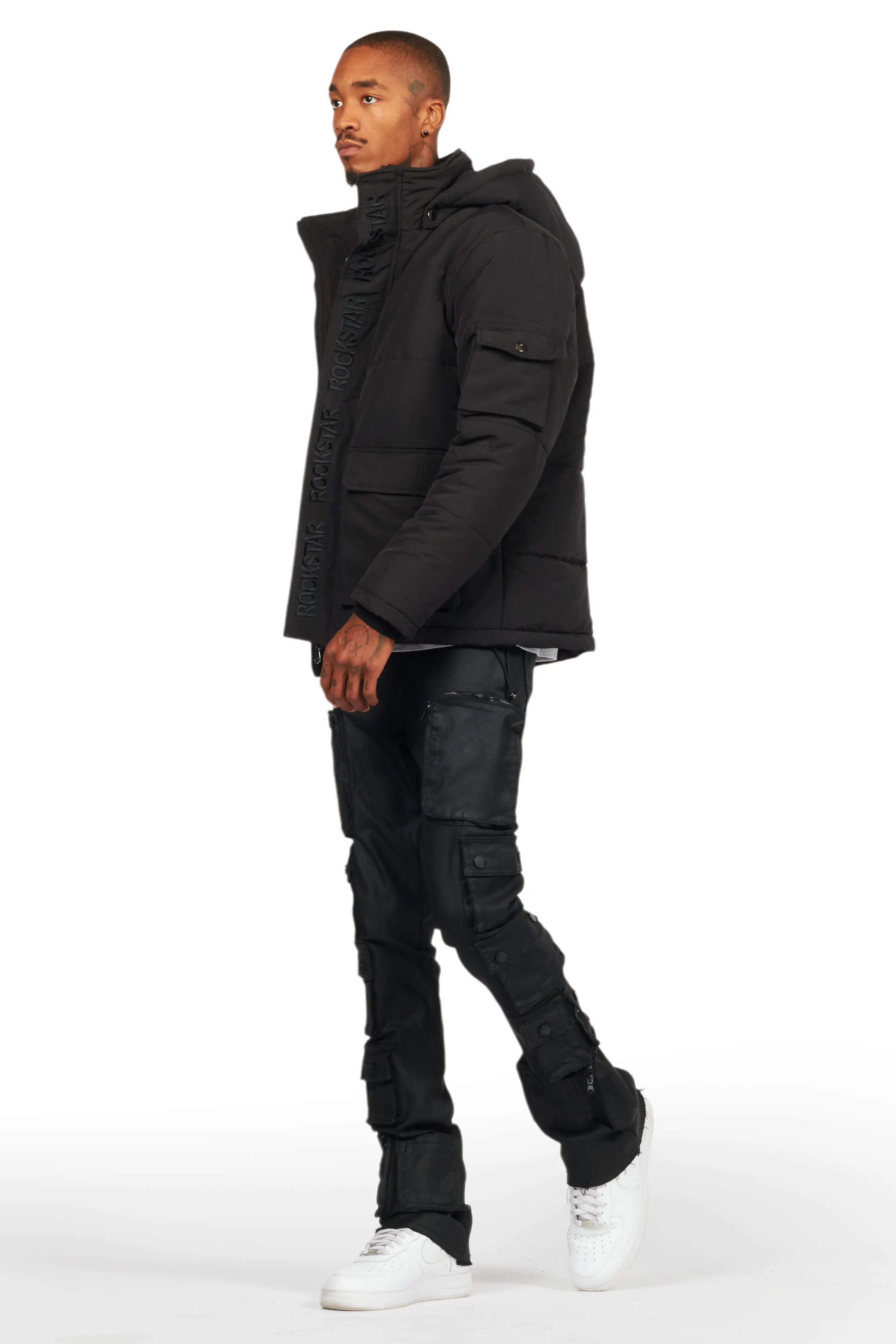 Adley Black Utility Puffer Jacket