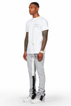 Taber Heather Grey Super Stacked Flare Track Pant