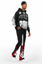 Amos Black/Red Hoodie/Stacked Flare Pant Set