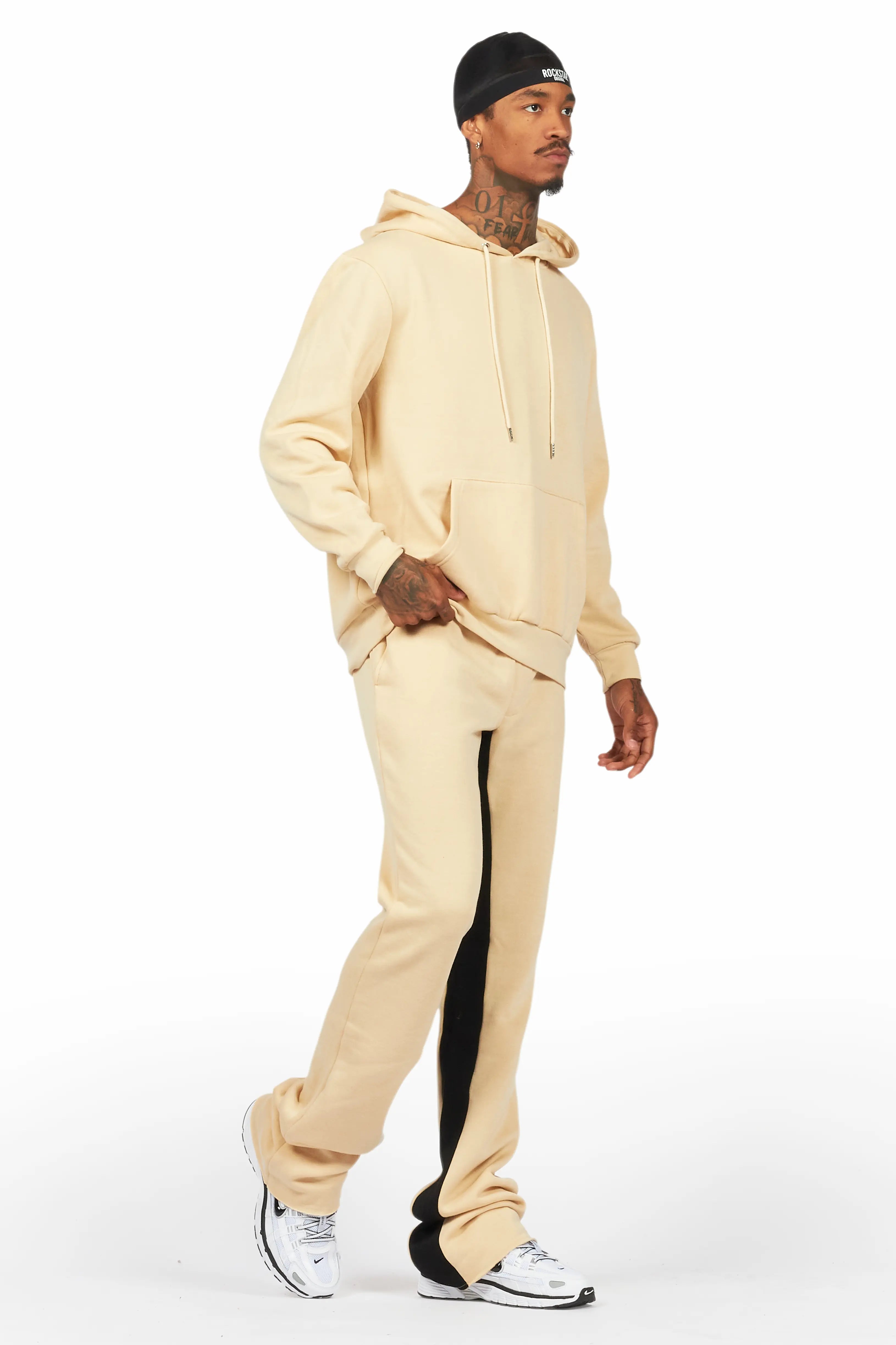 Basic Beige Hoodie/Baggy Track Pant Set