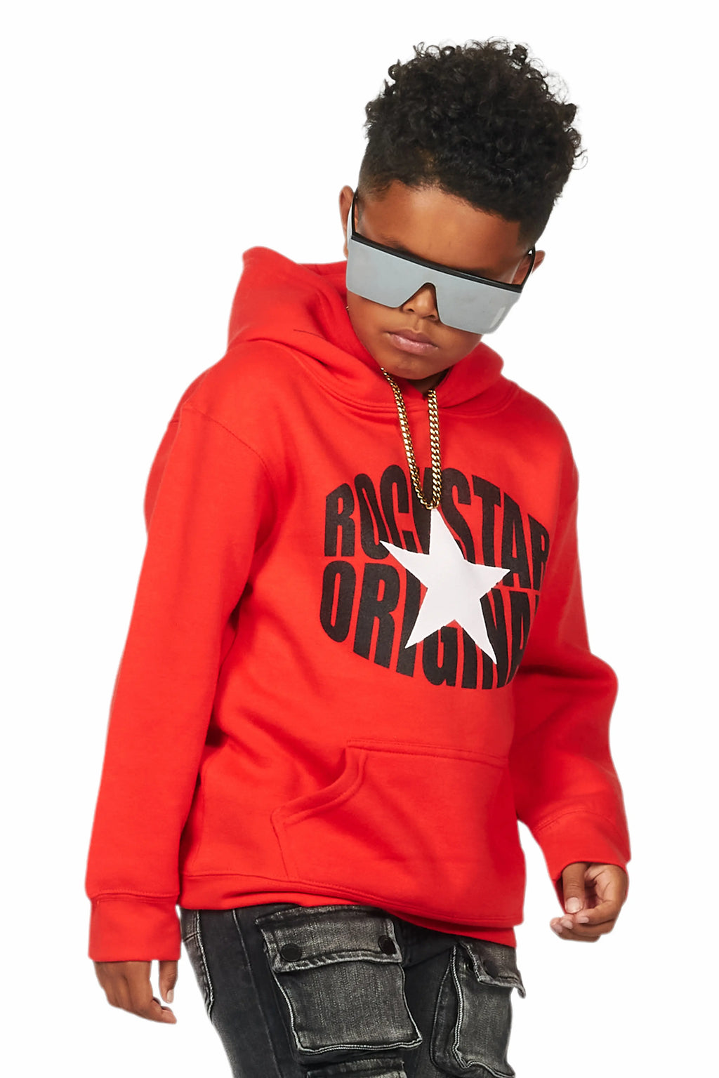 Boys Ezra Red Graphic Hoodie