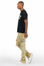 Revved Dirty Blue Stacked Flare Jean