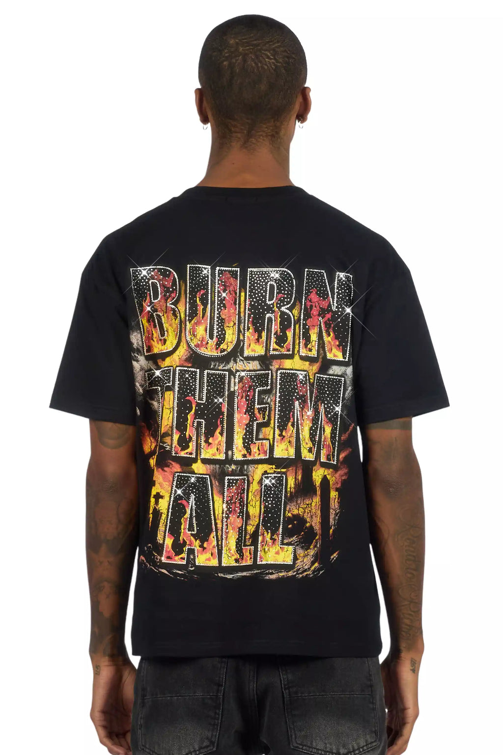 Brun Black Graphic Rhinestone T-Shirt