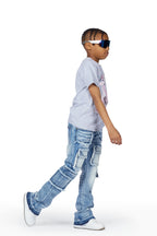 Boys Tyrell Blue Stacked Flare Cargo Jean