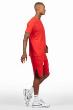 Sana Red Relaxed T-Shirt/Short Set