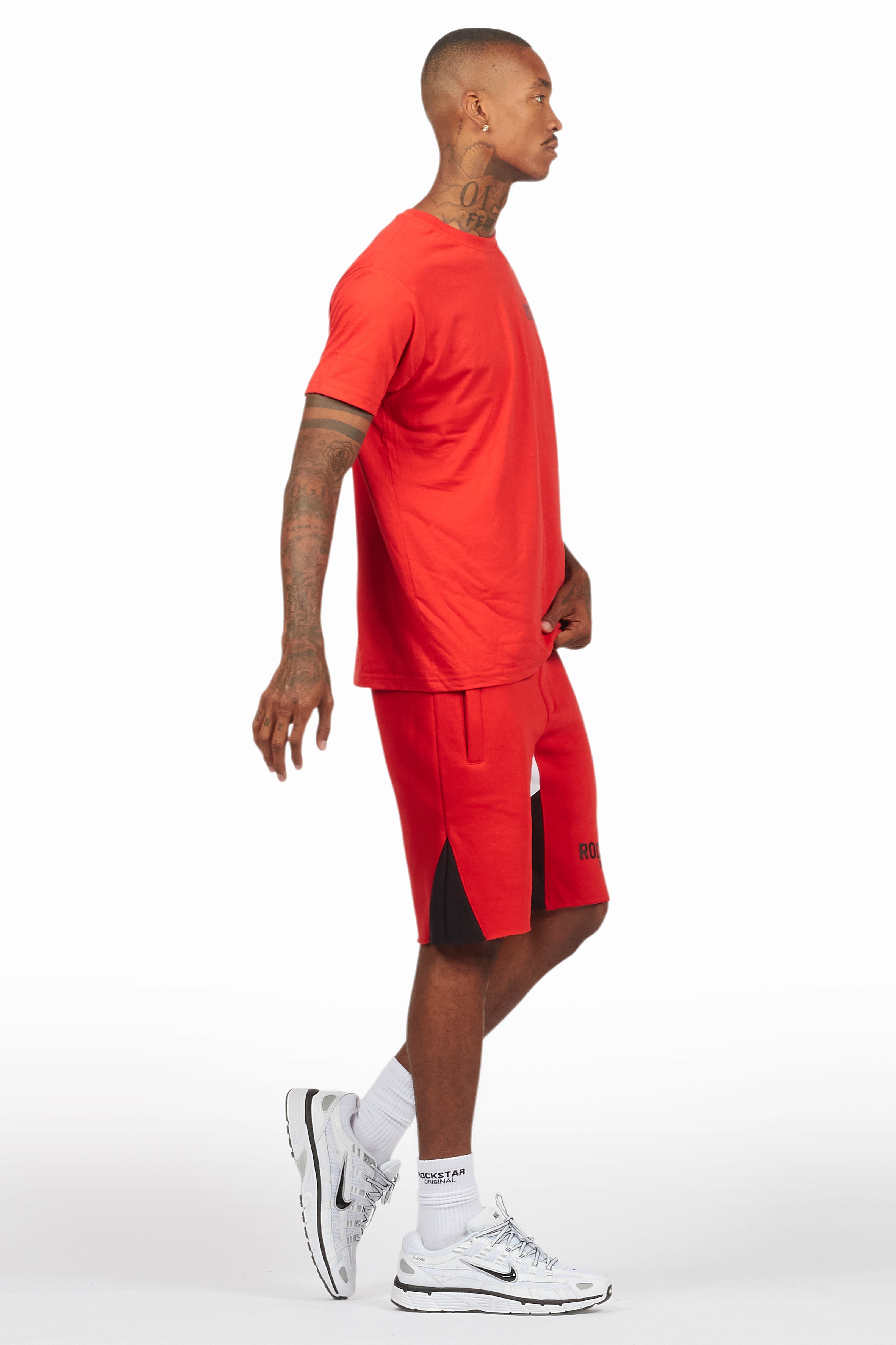 Sana Red Relaxed T-Shirt/Short Set