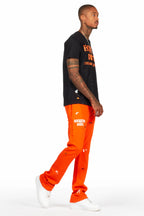 Scottie Black/Orange T-Shirt/Stacked Flare Track Pant Set