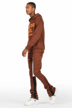 Lake Brown Hoodie/Stacked Flare Track Pant Set
