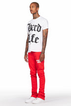 Alpine Red Stacked Flare Pant