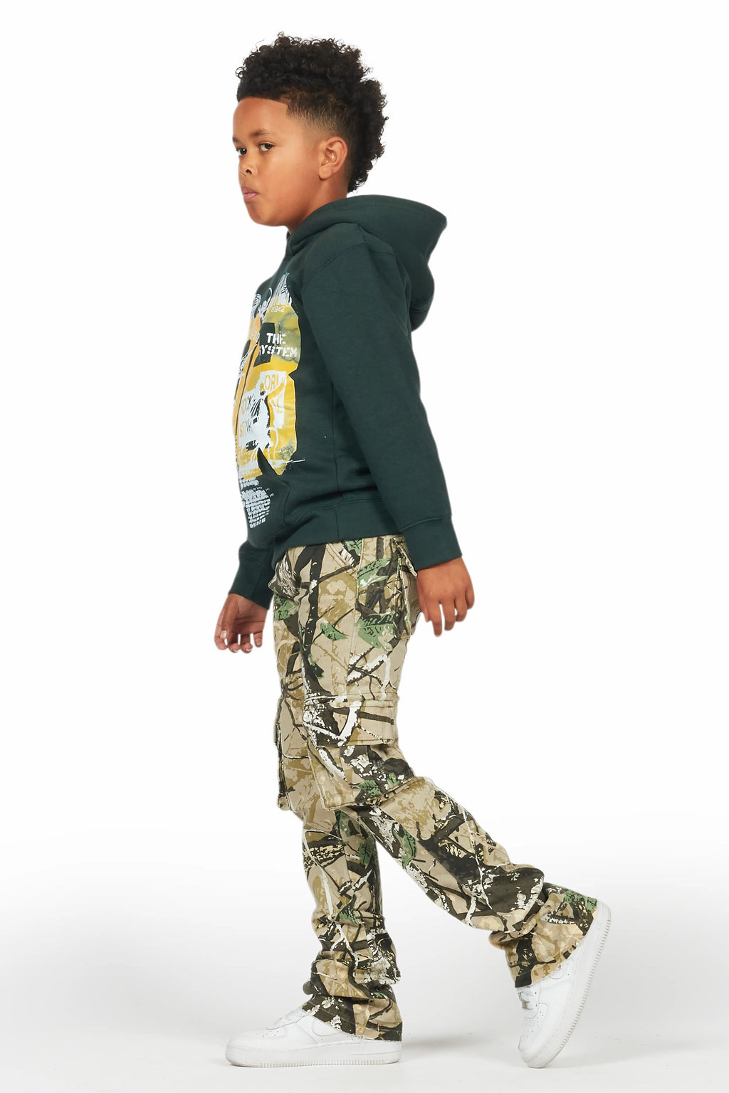 Boys Kirrem Tree Camo Stacked Flare Jean