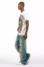 Discolite Rhinestone Medium Blue Baggy Jean