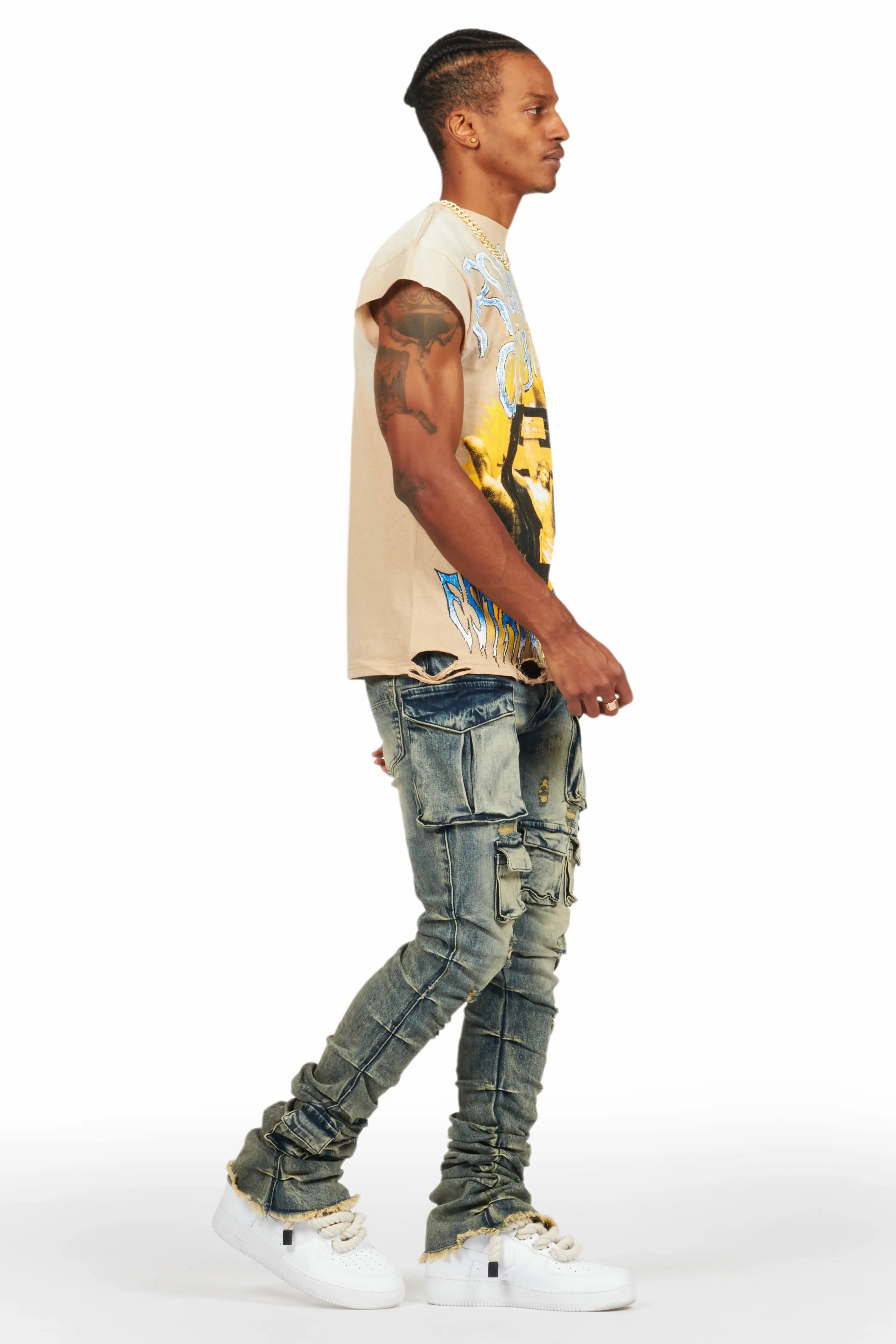 Gentry Tint Blue Stacked Flare Jean