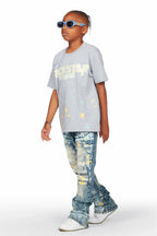 Boys Nadir Grey T-Shirt/Stacked Flare Jean Set