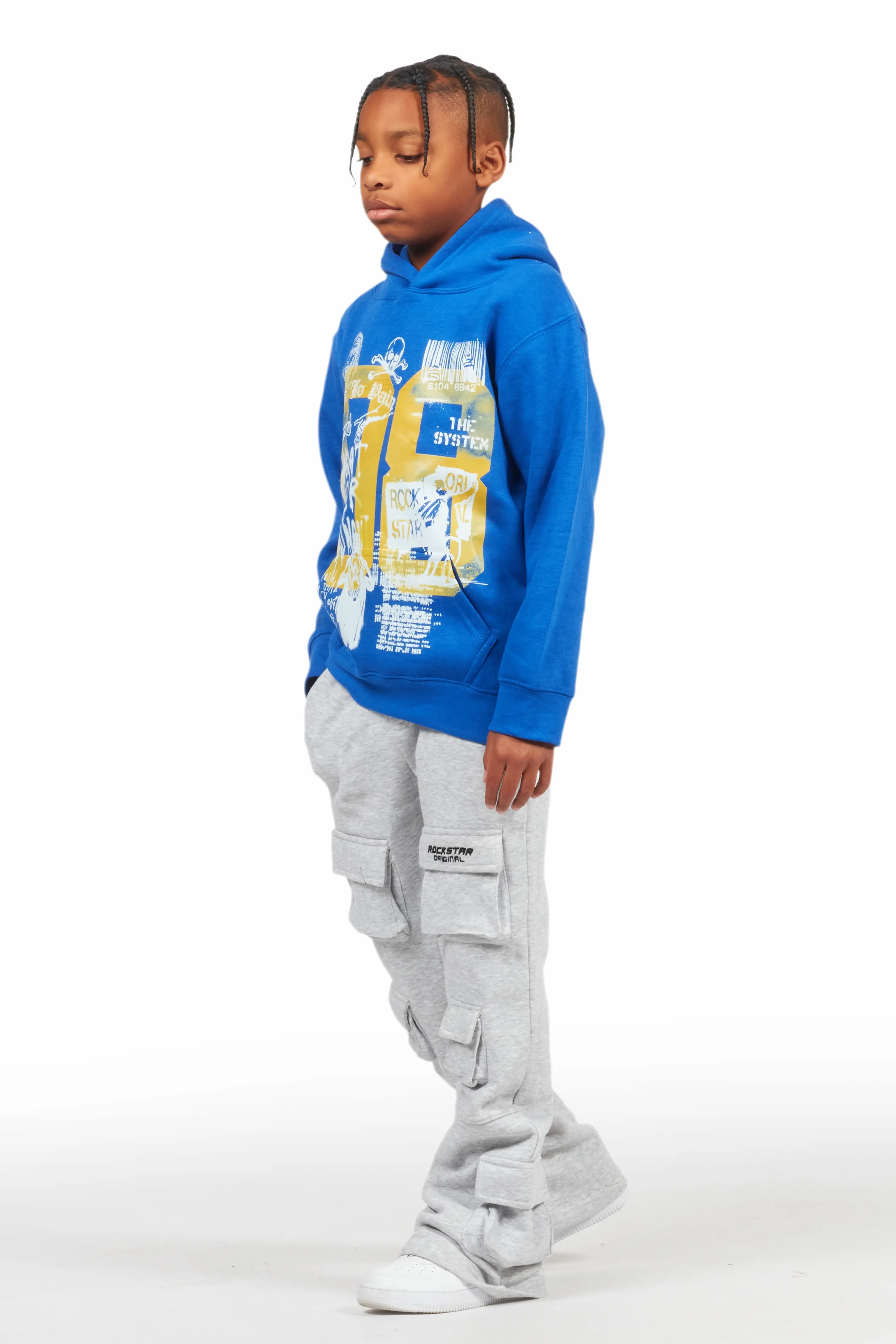 Boys Connor Grey Stacked Flare Track Pant