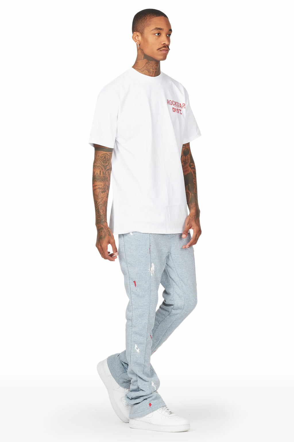 Luka Heather Grey Patchwork Stacked Flare Pants