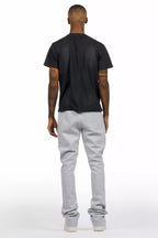 Yash Charcoal Grey T-Shirt/Stacked Flare Track Pant Set