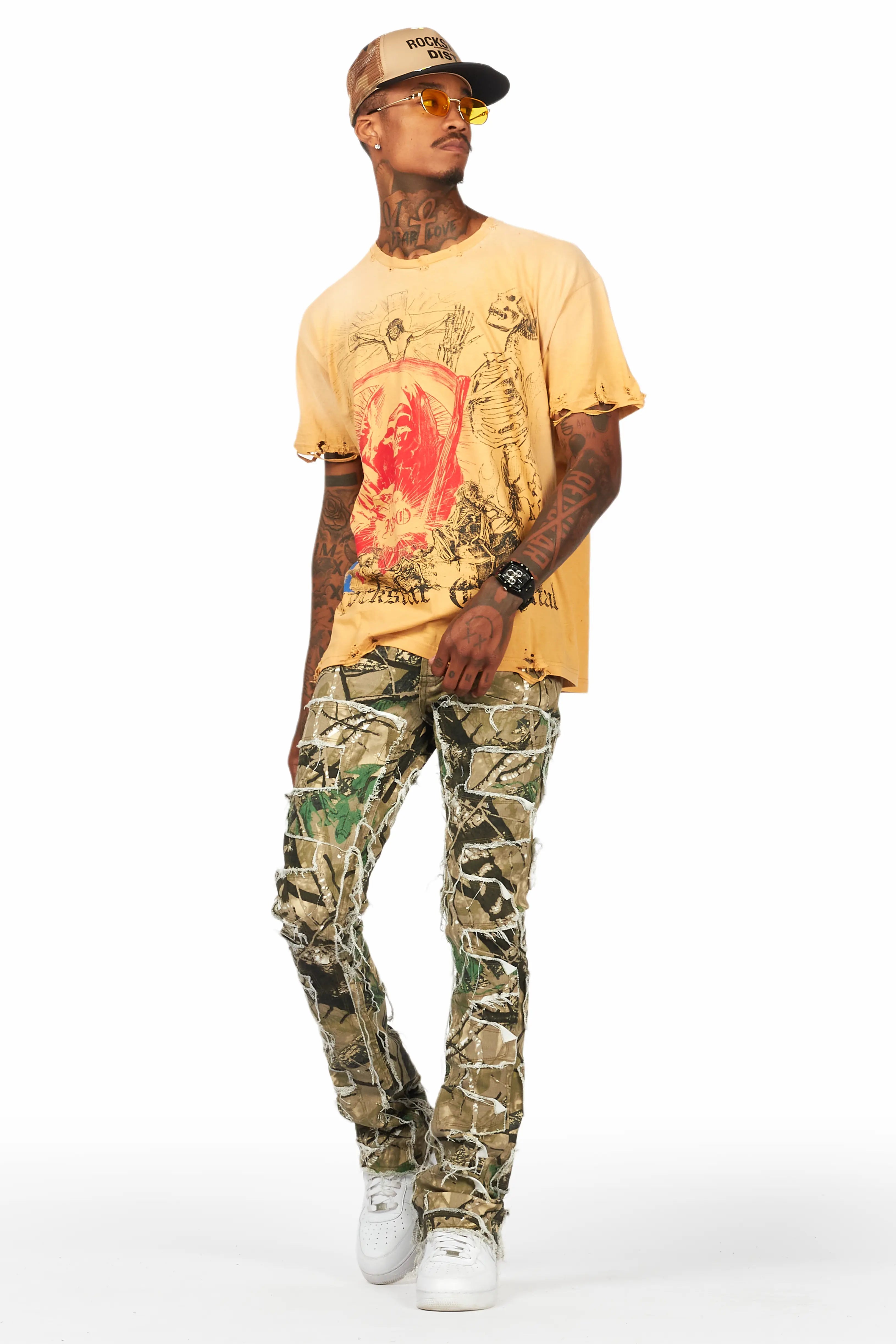 Jesusave Beige Oversized Graphic T-Shirt