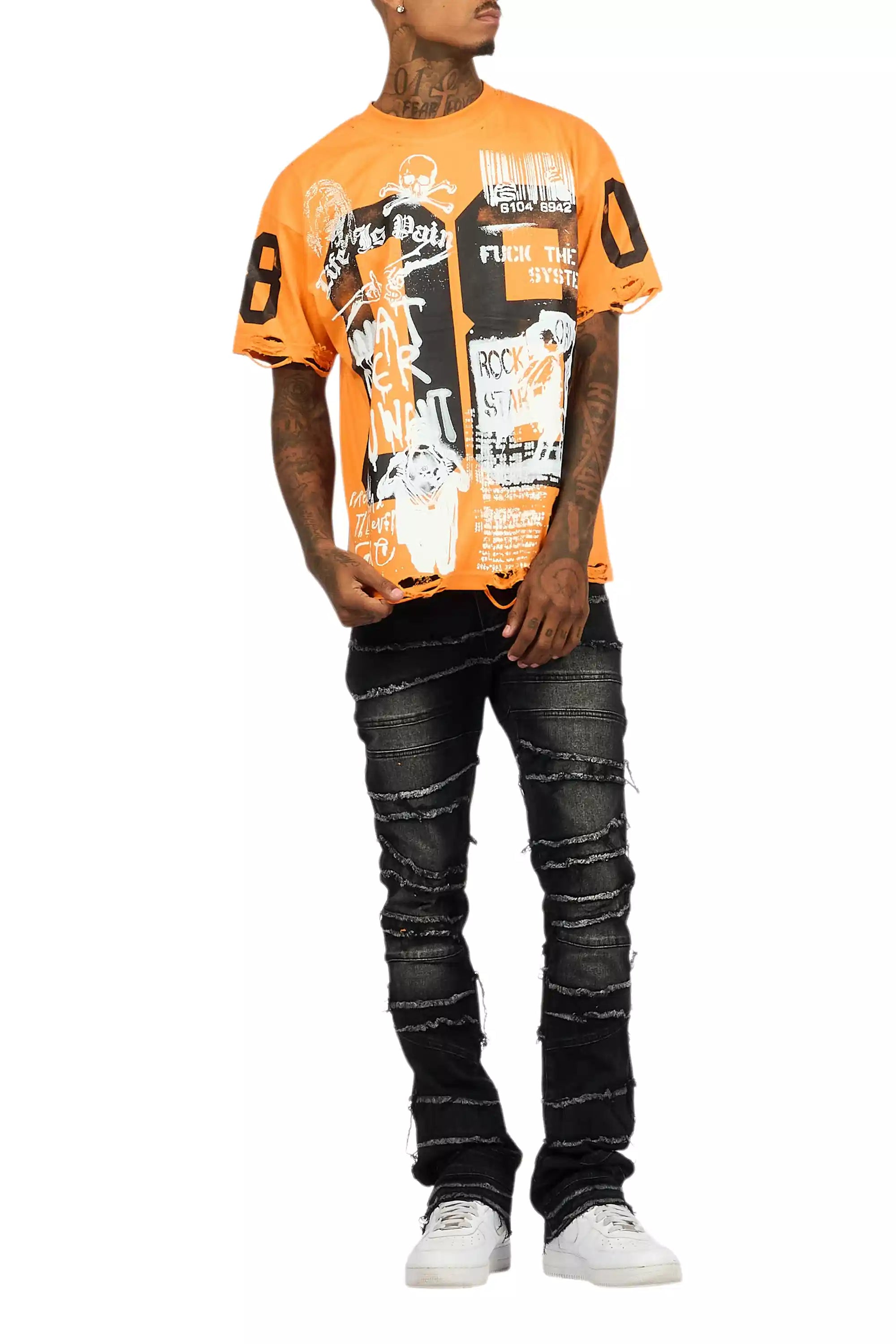 Grill Orange Graphic Oversized T-Shirt