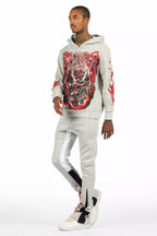 Torrez Heather Grey/Red Hoodie/Stacked Track Set