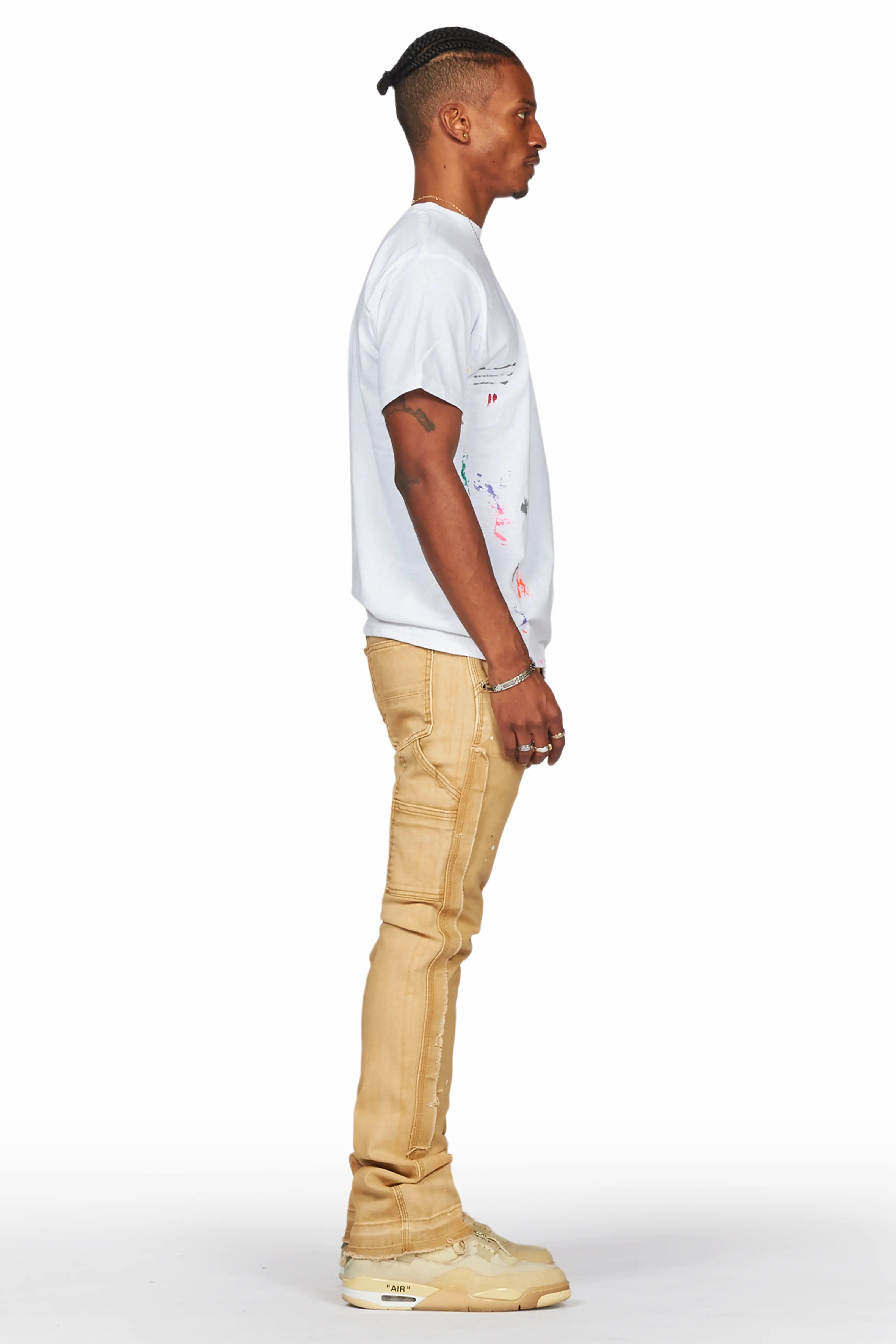 Serrano Beige Stacked Flare Jean