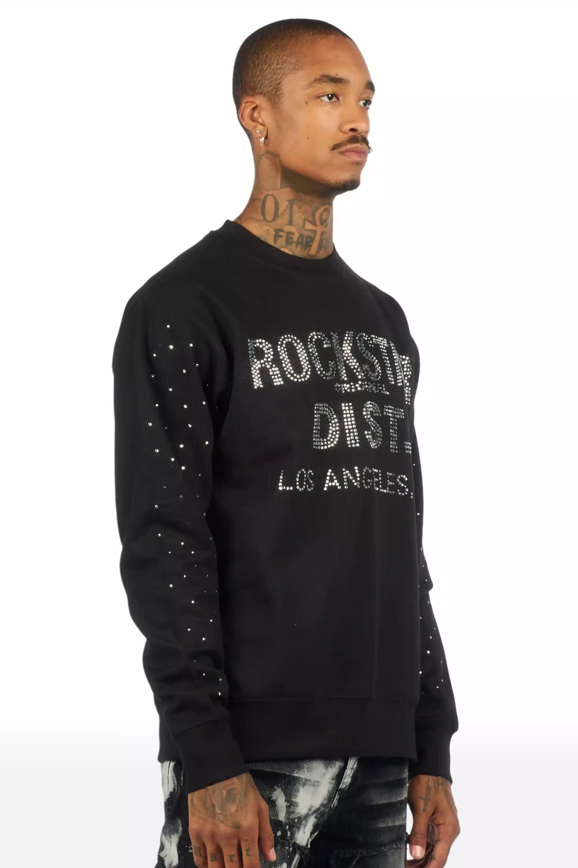 Raze Black/Silver Rhinestone Crewneck Sweatshirt