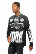 Amos Black/White Long Sleeve Graphic T-Shirt