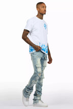 Bubble White/Blue T-Shirt/Super Stacked Flare Jean Bundle