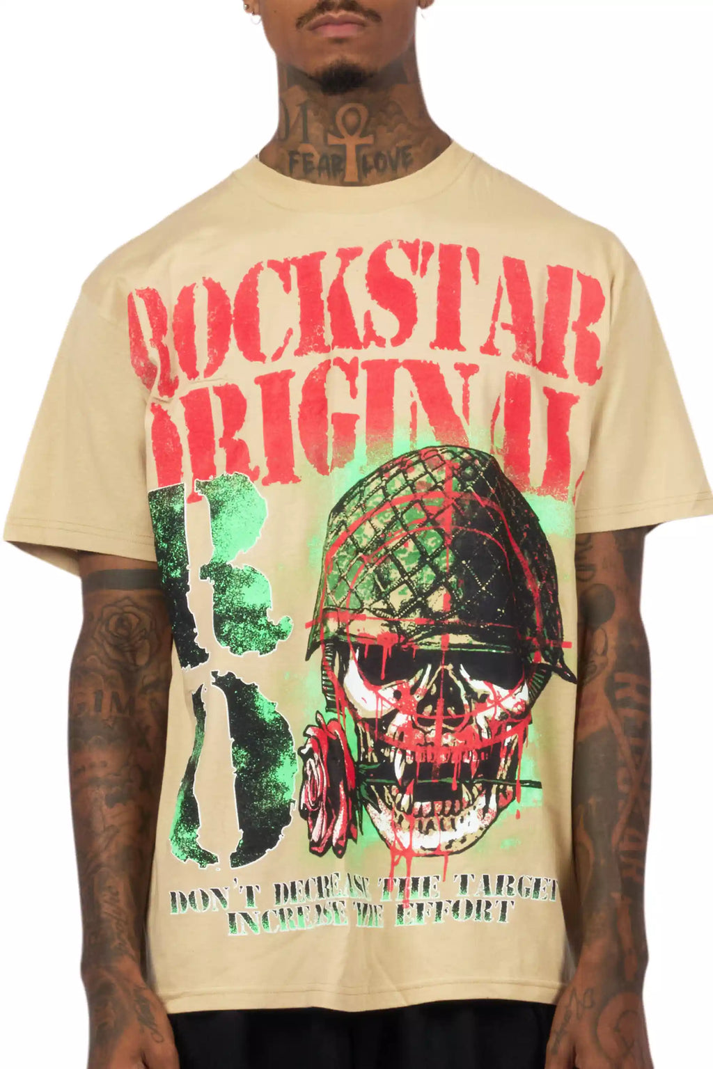 Kilshot Romance 2.0 Beige Oversized Graphic T-Shirt