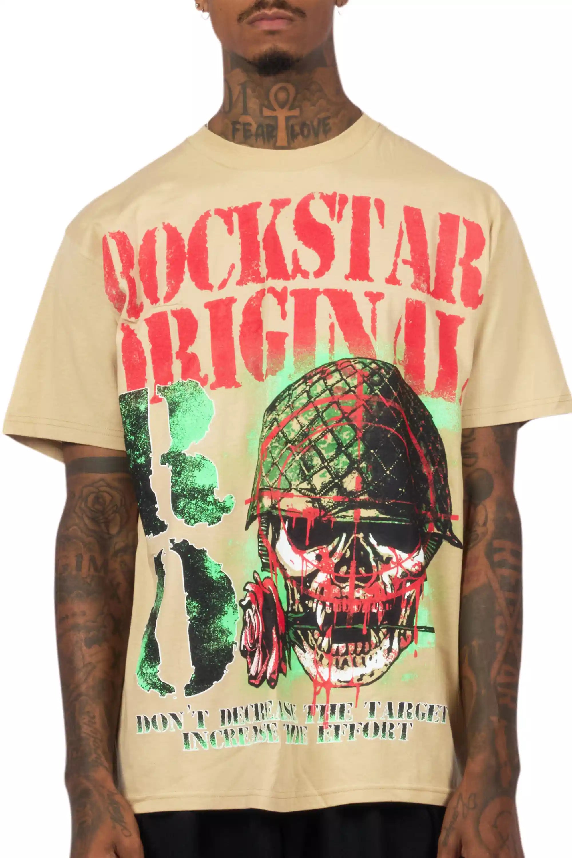 Kilshot Romance 2.0 Beige Oversized Graphic T-Shirt