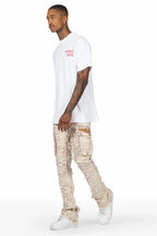 Slater Tan Stacked Flare Jean