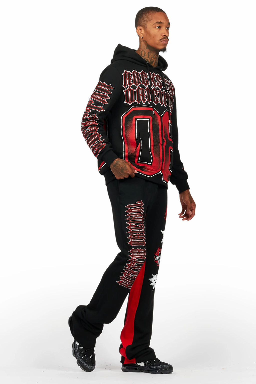 Alim Black/Red Hoodie/Baggy Track Pant Set