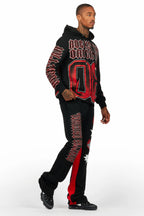 Alim Black/Red Hoodie/Baggy Track Pant Set