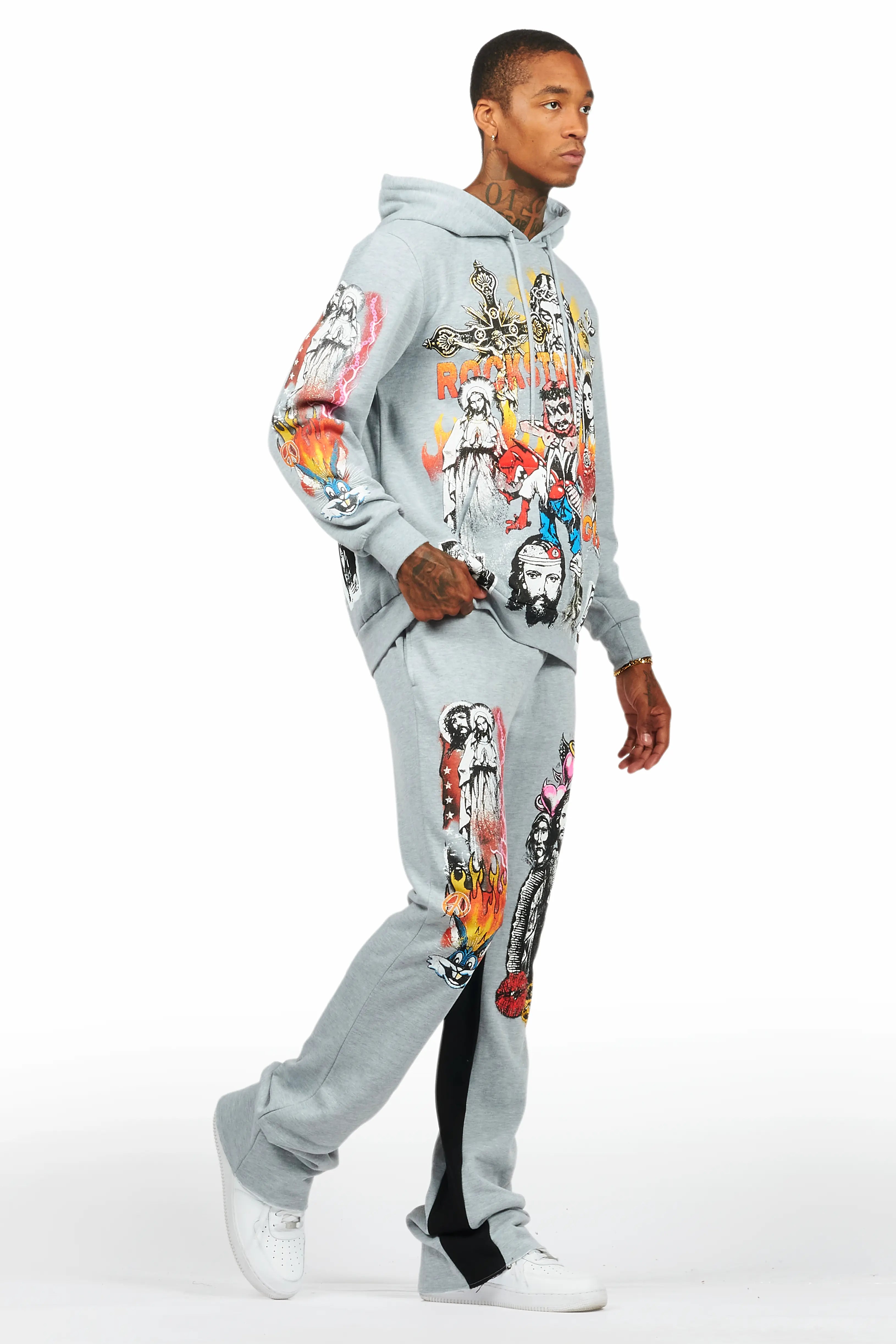 Santos Heather Grey Hoodie/Baggy Track Pant Set