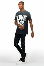 Banyan Black Graphic T-Shirt/Dag Stacked Flare Jean Set