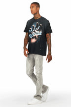 Kaden Black Graphic Oversized T-Shirt