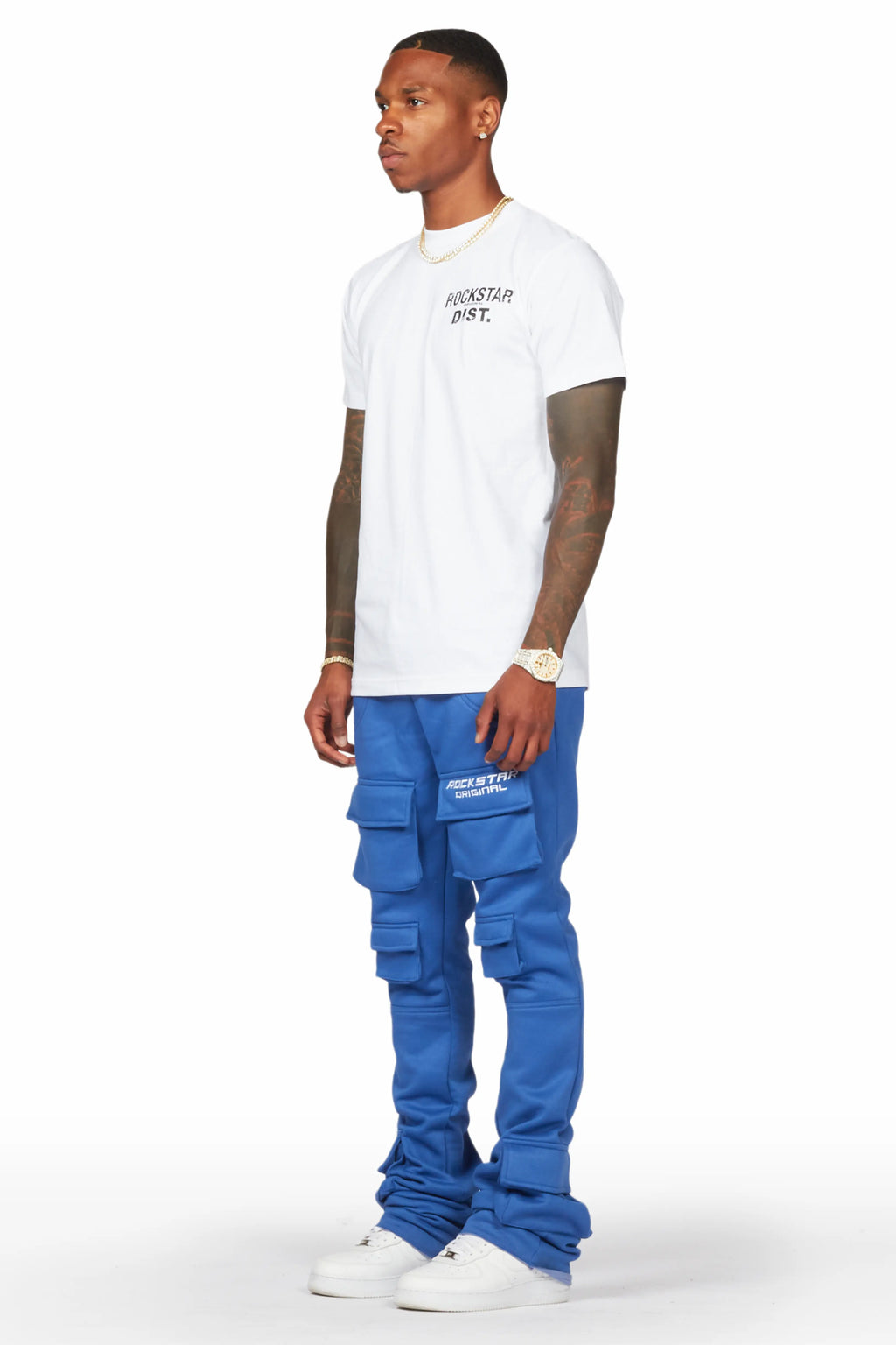 Connor Royal Blue Stacked Flare Track Pant