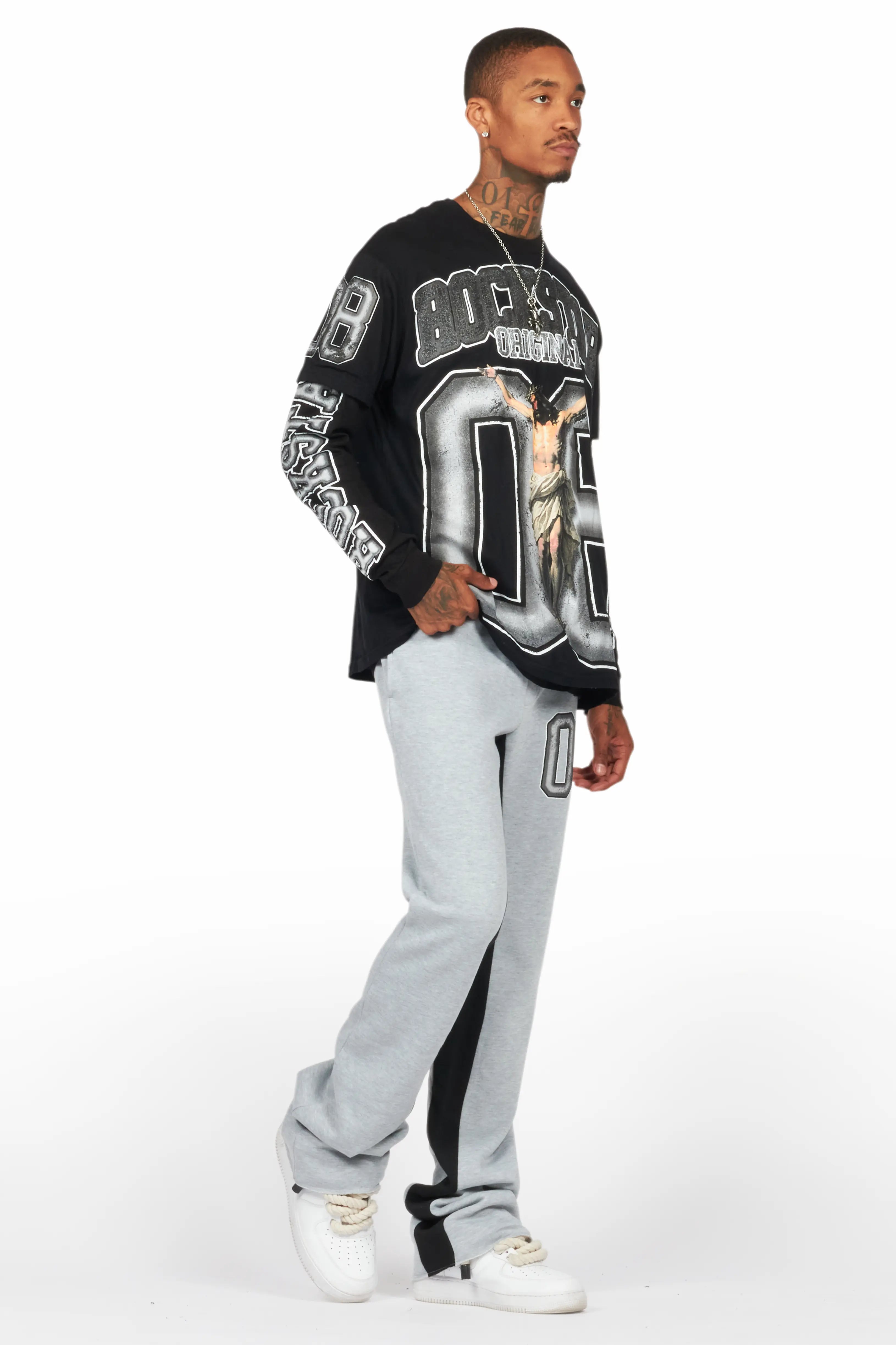 Fields Black/Grey Double Layer T-Shirt/Baggy Pant Set