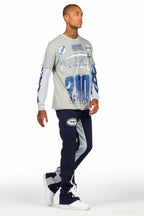 Amos Heather Grey Double Layer T-Shirt/Stacked Baggy Pant Set