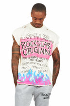 Beno Beige Graphic Muscle T-Shirt